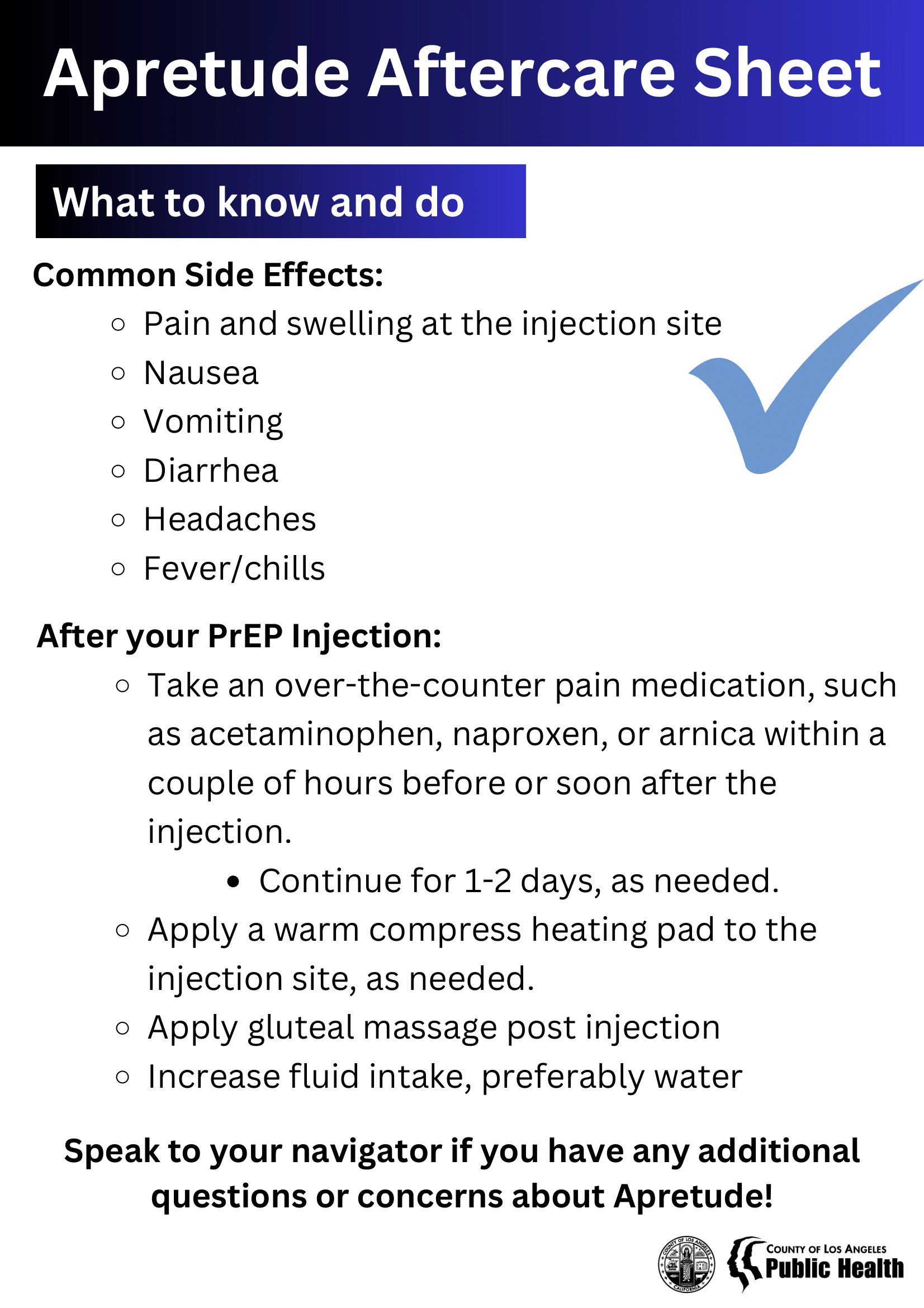 Apretude Aftercare Sheet