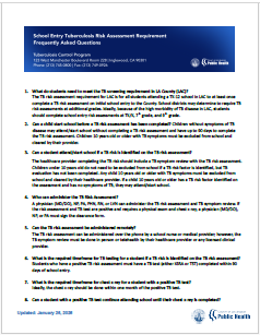 School Entry Tuberculosis Risk Assessment FAQ Questions for Healthcare Providers image